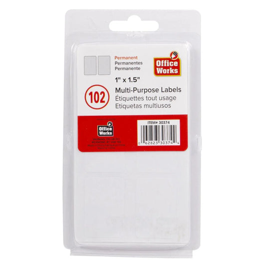 O.WKs. 102-pc 1x1.5" Labels, clam pack