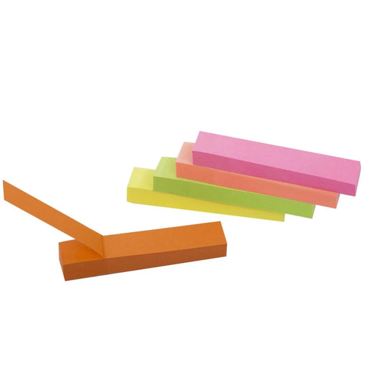 O.WKs.100-sheet Sticky Notes, 5-pack 76x15mm, Neon Col., pbh