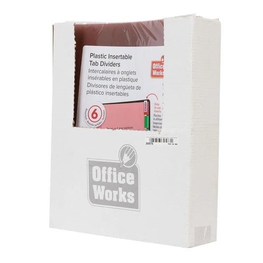 O.WKs. 6-pc PVC Index Divider, plastic bag w/ insert