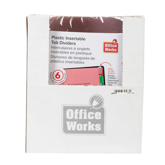 O.WKs. 6-pc PVC Index Divider, plastic bag w/ insert
