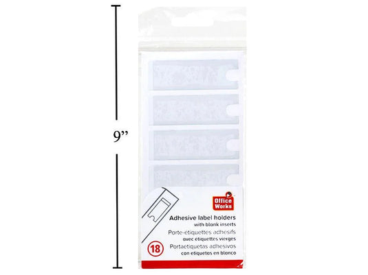 O.WKs. 18pcs Adhesive label holder w/blank insert card. OPP bag w/hdr