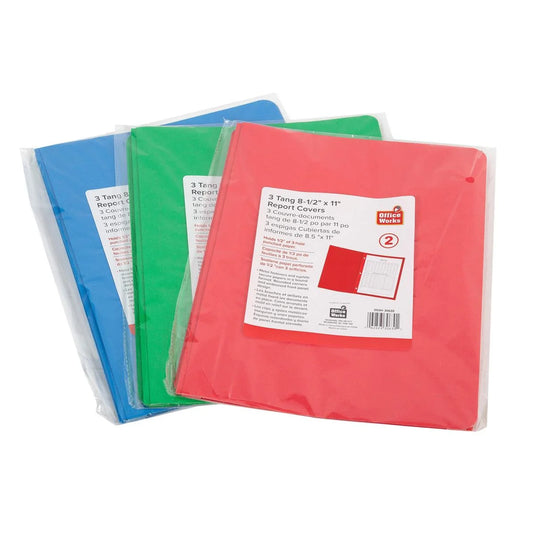 O.WKs. 3-Tang Paper Report Cover 2-pk, Letter Size, bag