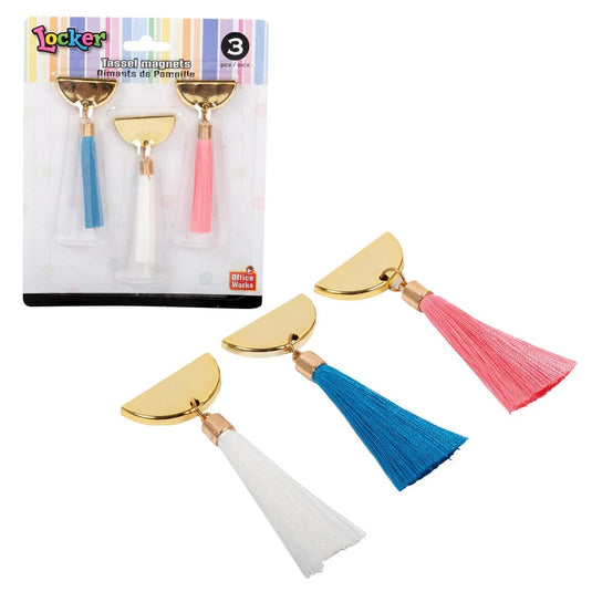 O. Wks - 3 pcs Tassel magnetics Pink,Wht,Blue. Locker series, b/c