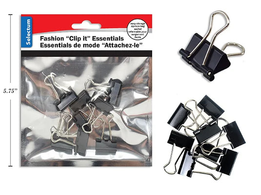 8 PCS 3/4"BINDER CLIPS, BLACK IN ZIP BAG