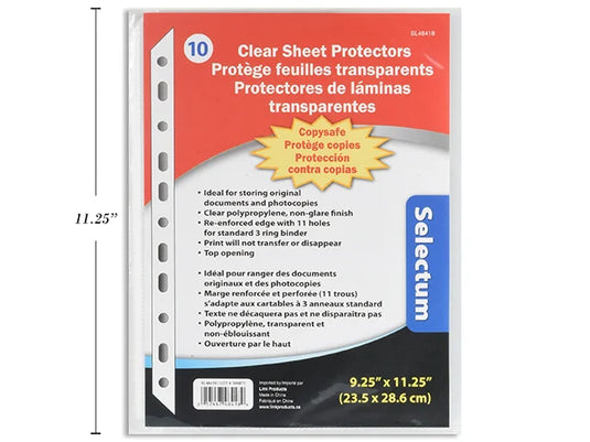 SHEET PROTECTORS 10/PK 9.25X11.25" COPYSAFE 0.06MM THICKNESS PREMIUM QUALITY