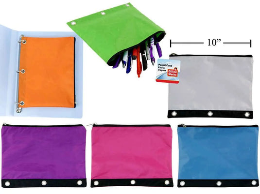 O.WKs. Binder Pencil Case, 9.5" x 8" 6 clr, hang tag (HZ)