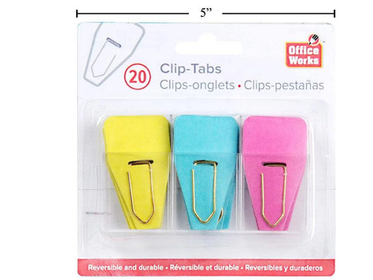 O.WKs.20pcs Clip on Binder ID tab 3 Colours /pk, blister pk.