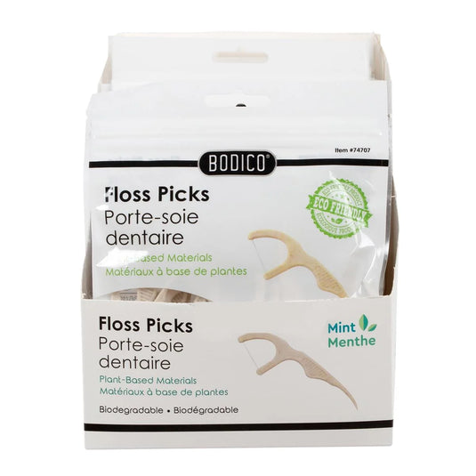 Bodico, 40pcs Mint Biodegradable Floss Pick,bag + col box