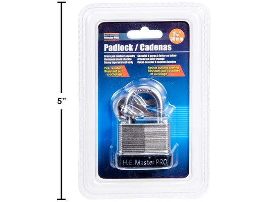 H.E. Master Pro, 1.25" Laminated Padlock, clamshell(HZ)