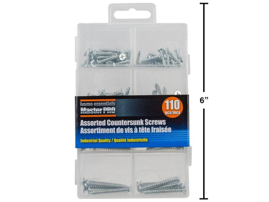 H.E. Master Pro, 110-pc Assorted Countersunk Screws, pvc bx w col