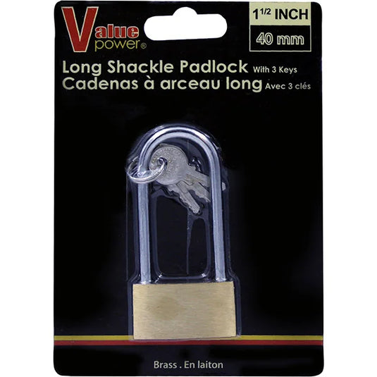 Padlock Brass 40mm Long Shackle