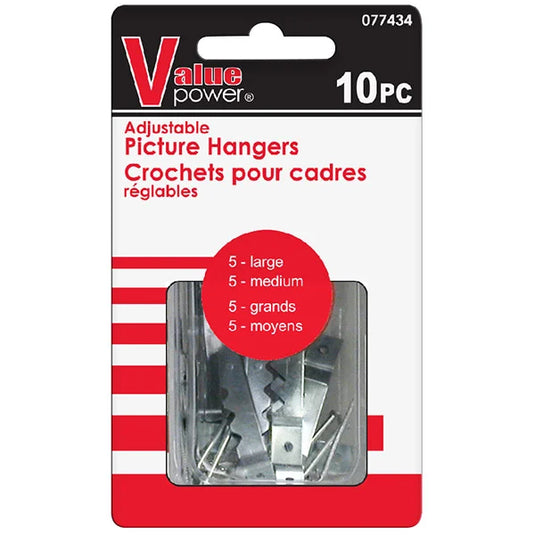 Picture Hanger Adjustable Med/Lg 10 Pcs