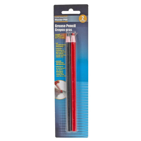 H.E. Master Pro 2-PC Grease Pencil, 1 red&1 black, blister card