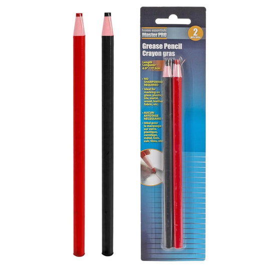 H.E. Master Pro 2-PC Grease Pencil, 1 red&1 black, blister card