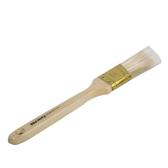 H.E. Paint Pro, 1.5" Angled Paintbrush, Wooden Handle, slv card