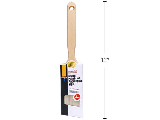 H.E. Paint Pro, 2" Angled Paintbrush, Wooden Handle, slv card