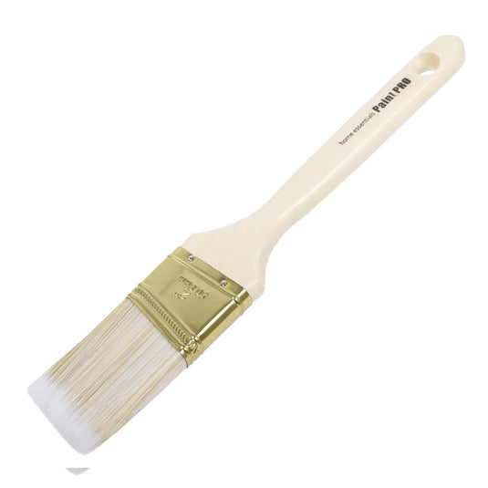 H.E. Paint Pro, 2" Angled Paintbrush, Wooden Handle, slv card