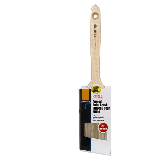 H.E. Paint Pro, 2.5" Angled Paintbrush, Wooden Handle, slv card
