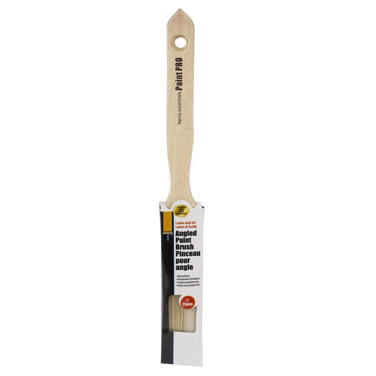 H.E. Paint Pro , 1" Angled Paintbrush, Wooden Handle, slv card