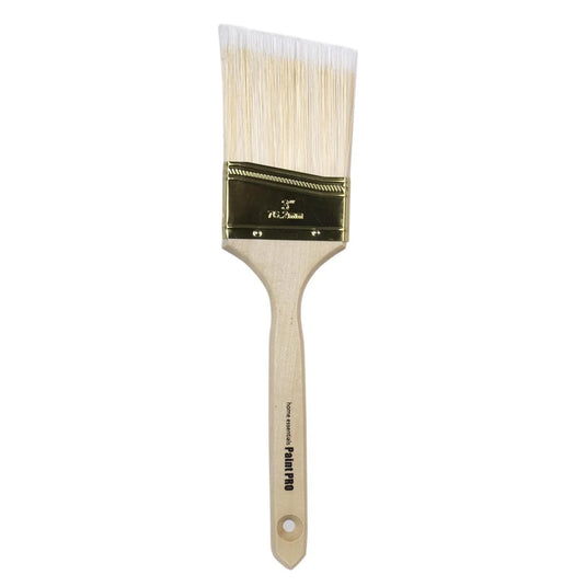 H.E. Paint Pro, 3" Angled Paintbrush, Wooden Handle, slv card