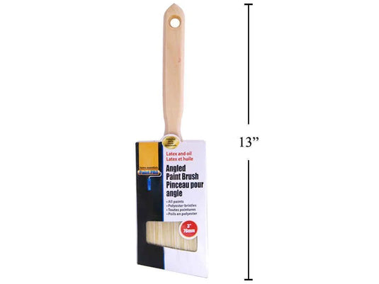 H.E. Paint Pro, 3" Angled Paintbrush, Wooden Handle, slv card