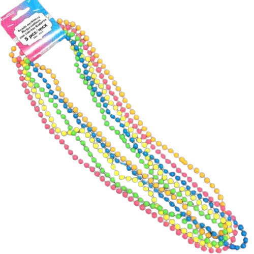 BEAD NECKLACES NEON ASST 32in