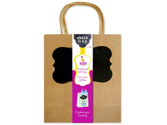 Party Craft: 8"x10"x4" Chalk-It-Up Gift Bags 2pk B) Kraft