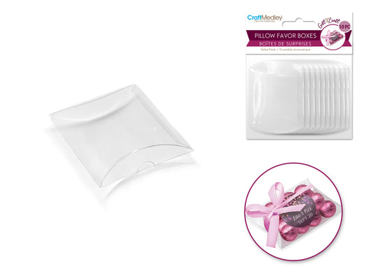 Gift Craft: PVC Clear Pillow Favor Box Value-Pack A) Sml 7.6x6x2cm 10pc