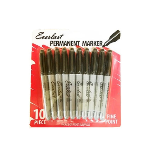 Everlast Permanent Marker 10PK Black - Fine Tip