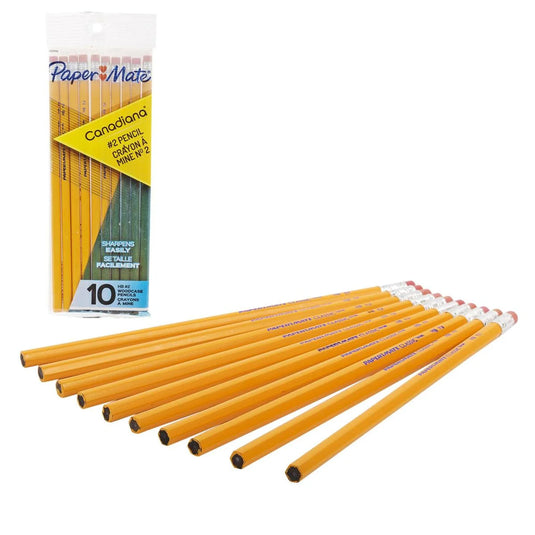 10-pc Paper Mate "Canadiana" Pencils w/Erasers HB#2, printed bg