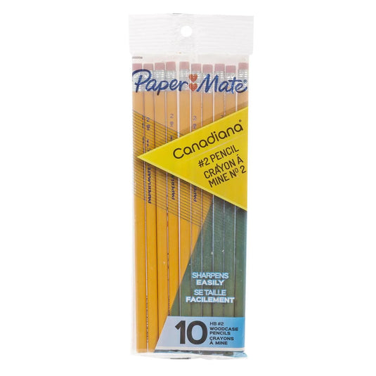 10-pc Paper Mate "Canadiana" Pencils w/Erasers HB#2, printed bg