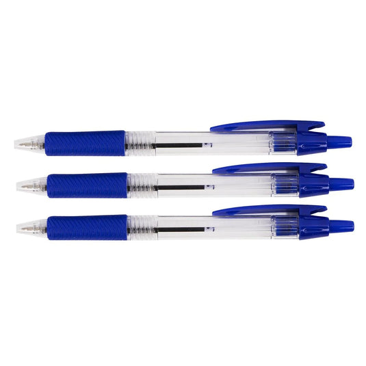 O.WKs. 3-pc Retractable Pens, Blue/Black (HZ)