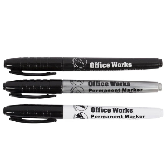O.WKs. 3-pc Permanent Markers 3 Asst.TipSizes (HZ)