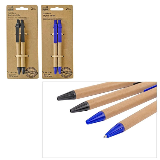 O.WKs.2Pk P.Fiber Roll Ball Pen 2cols, Black or Blue