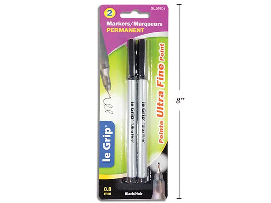 2 PC ULTRA FINE PERMANENT BLACK MARKER 0.8MM METAL TIP