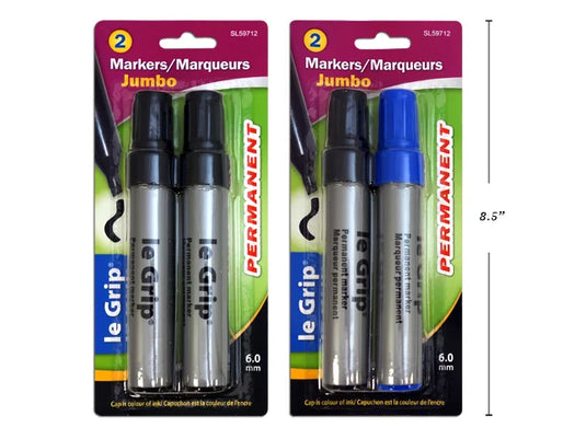 2 PC JUMBO PERMANENT MARKERS- BULLET TIPS