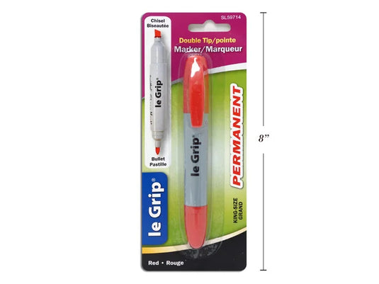 KING SIZE DOUBLE TIP PERMANENT MARKER, RED INK CHISEL/BULLET POINT