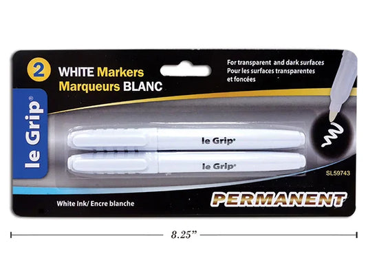 2 PC WHITE INK PERMANENT MARKERS