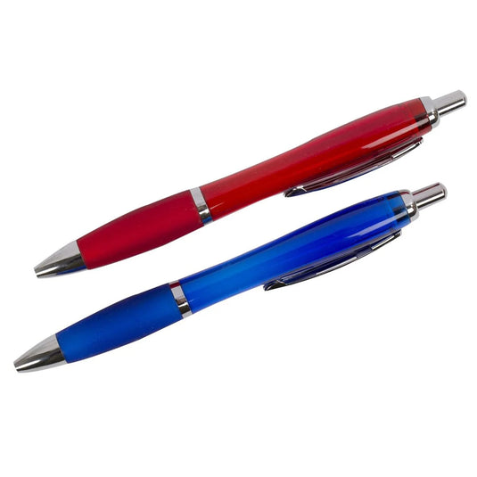 O.WKs. 2-pc Retractable Ball Pens, Blue,Red w/Soft Grip (HZ)