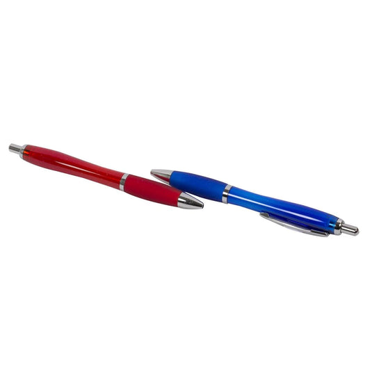 O.WKs. 2-pc Retractable Ball Pens, Blue,Red w/Soft Grip (HZ)