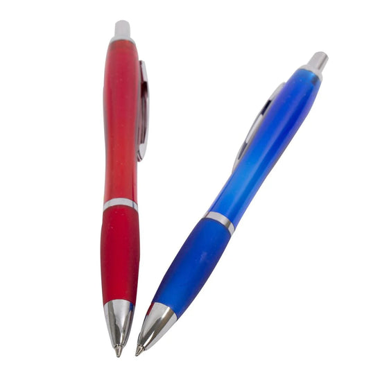 O.WKs. 2-pc Retractable Ball Pens, Blue,Red w/Soft Grip (HZ)