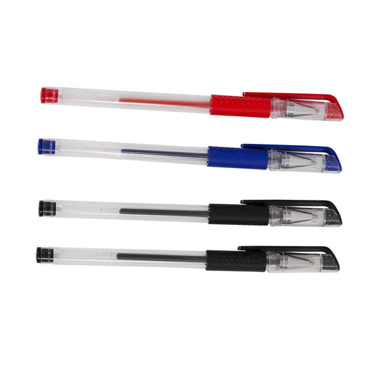 O.WKs. 4-pc. 0.7mm Gel Roller Ball Pen, Blue, Black & Red