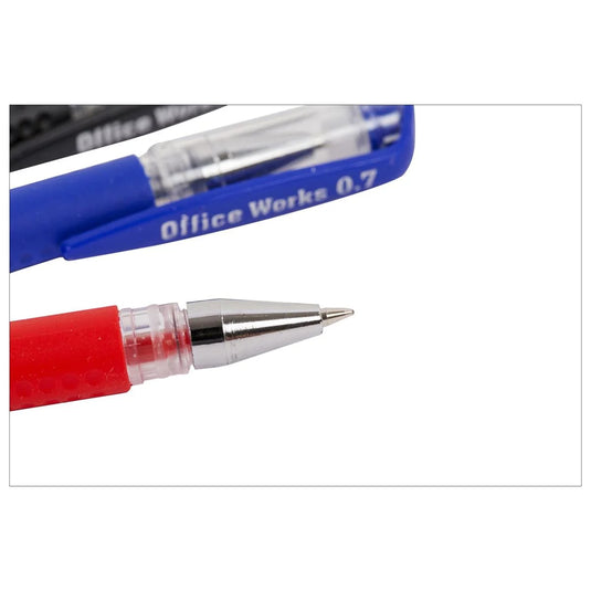 O.WKs. 4-pc. 0.7mm Gel Roller Ball Pen, Blue, Black & Red