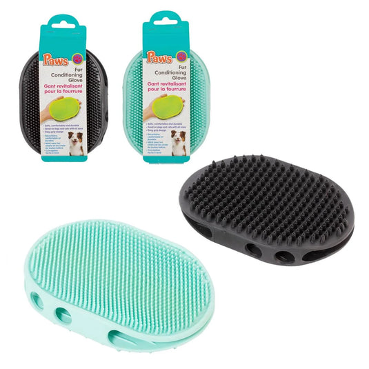 PAWS Fur Conditioning Glove, wrap card, grey, teal