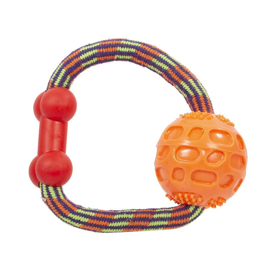 PAWS Rope Ring Tug Toy w/Ball