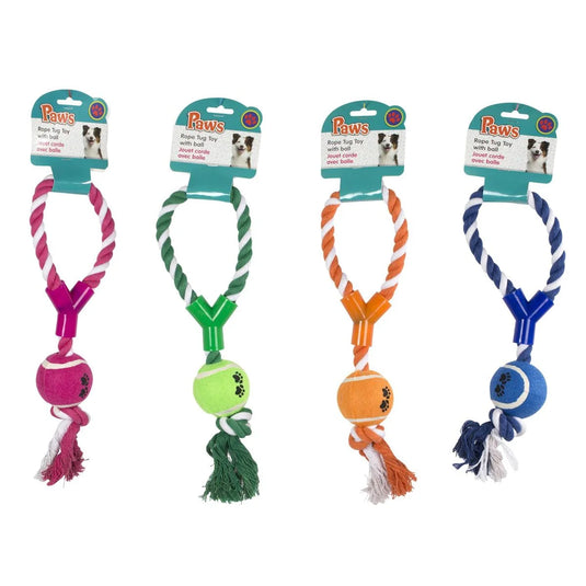 PAWS. 12" Rope Tug Toy w/Ball