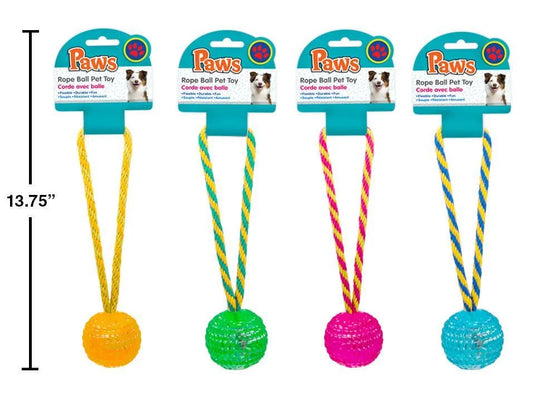 PAWS 9.5" Rope Ball Pet Toy, hang card