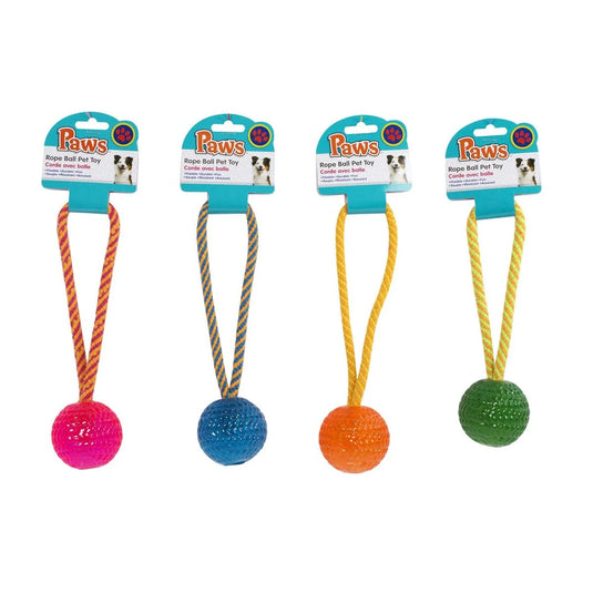 PAWS 9.5" Rope Ball Pet Toy, hang card