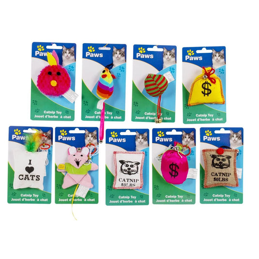 PAWS. Catnip Toys, tie on card