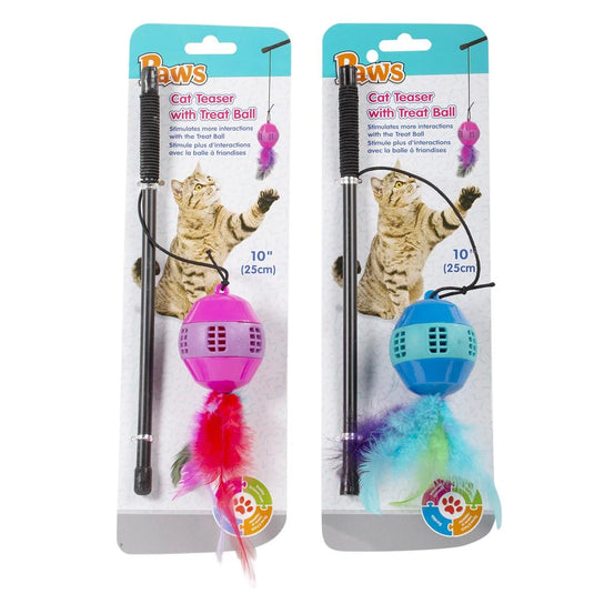 PAWS, 10" Cat Teaser w/Treat Ball, Tie card